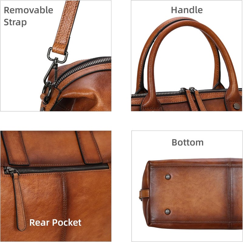 Iswee Genuine Leather Satchel Tote Bag Top Handle Handbag Designer Shoulder Bag Large Capacity Cross Body Bag - Image 4